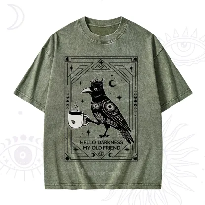 Purplehecate Hello Darkness My Old Friend Crow Washed T-Shirt