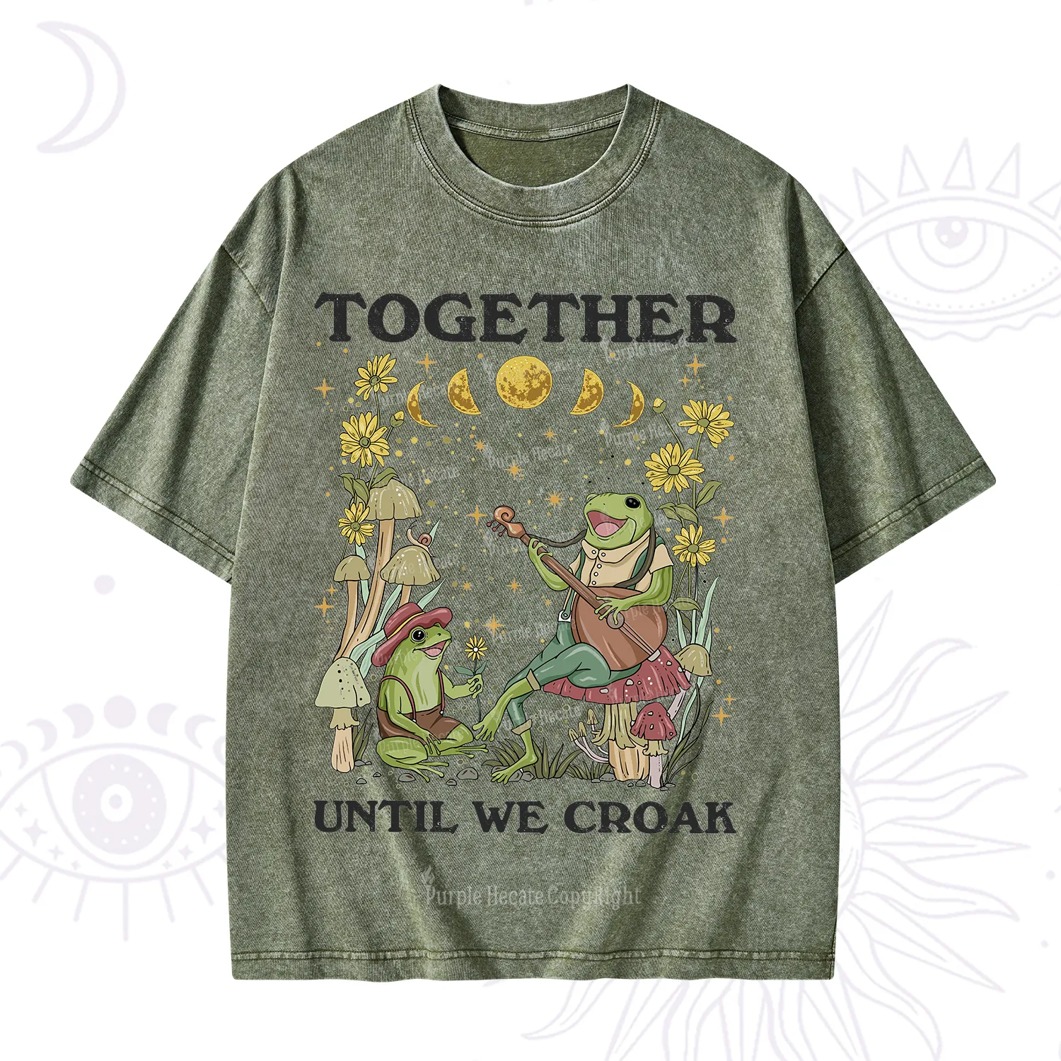 Purplehecate Together Until We Croak Frog Washed T-Shirt