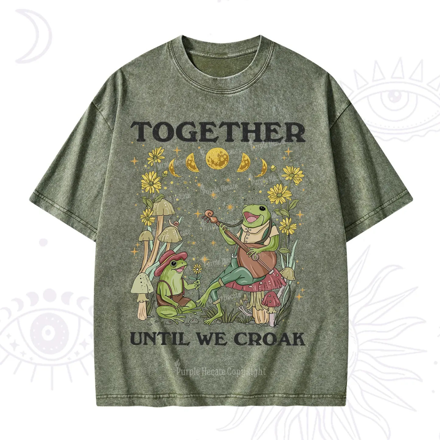 Purplehecate Together Until We Croak Frog Washed T-Shirt