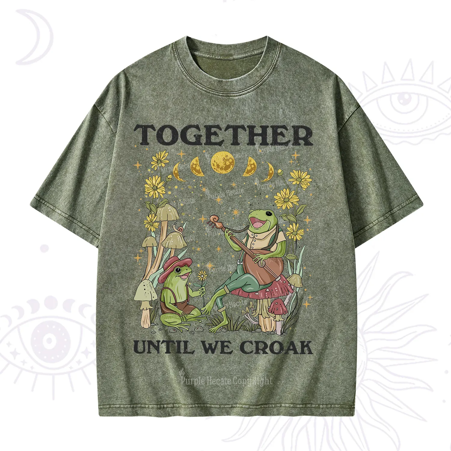 Purplehecate Together Until We Croak Frog Washed T-Shirt