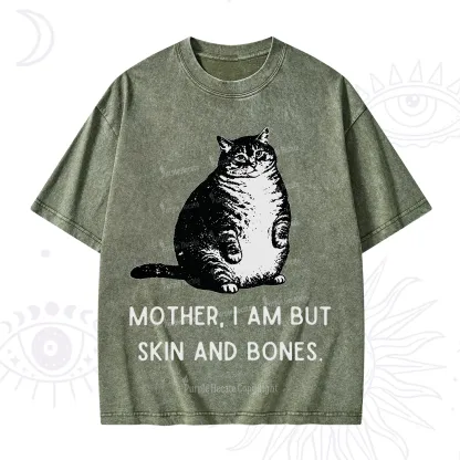 Purplehecate Cat Mother I Am But Skin And Bones Washed T-Shirt
