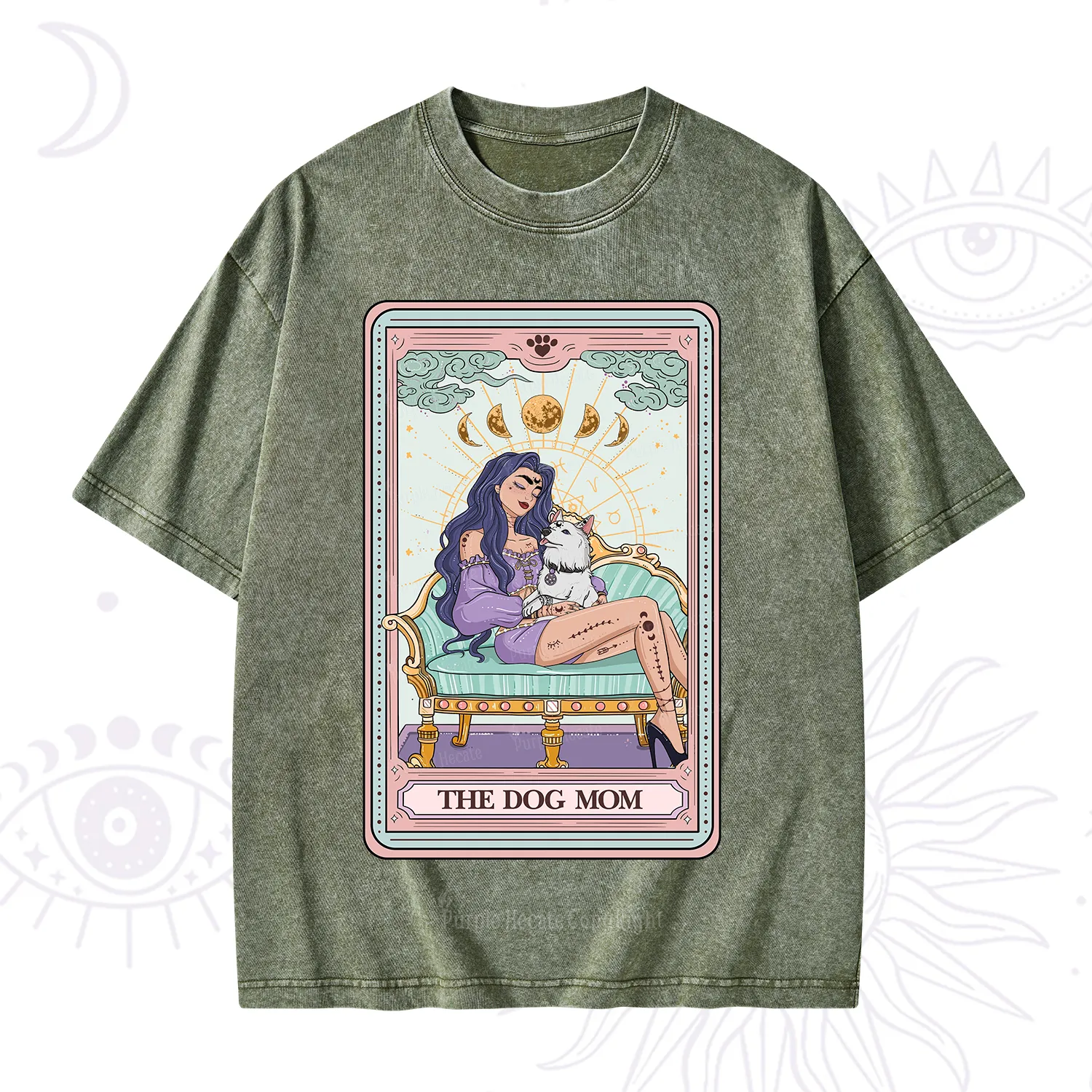 Purplehecate The Dog Mom Tarot Card Washed T-Shirt