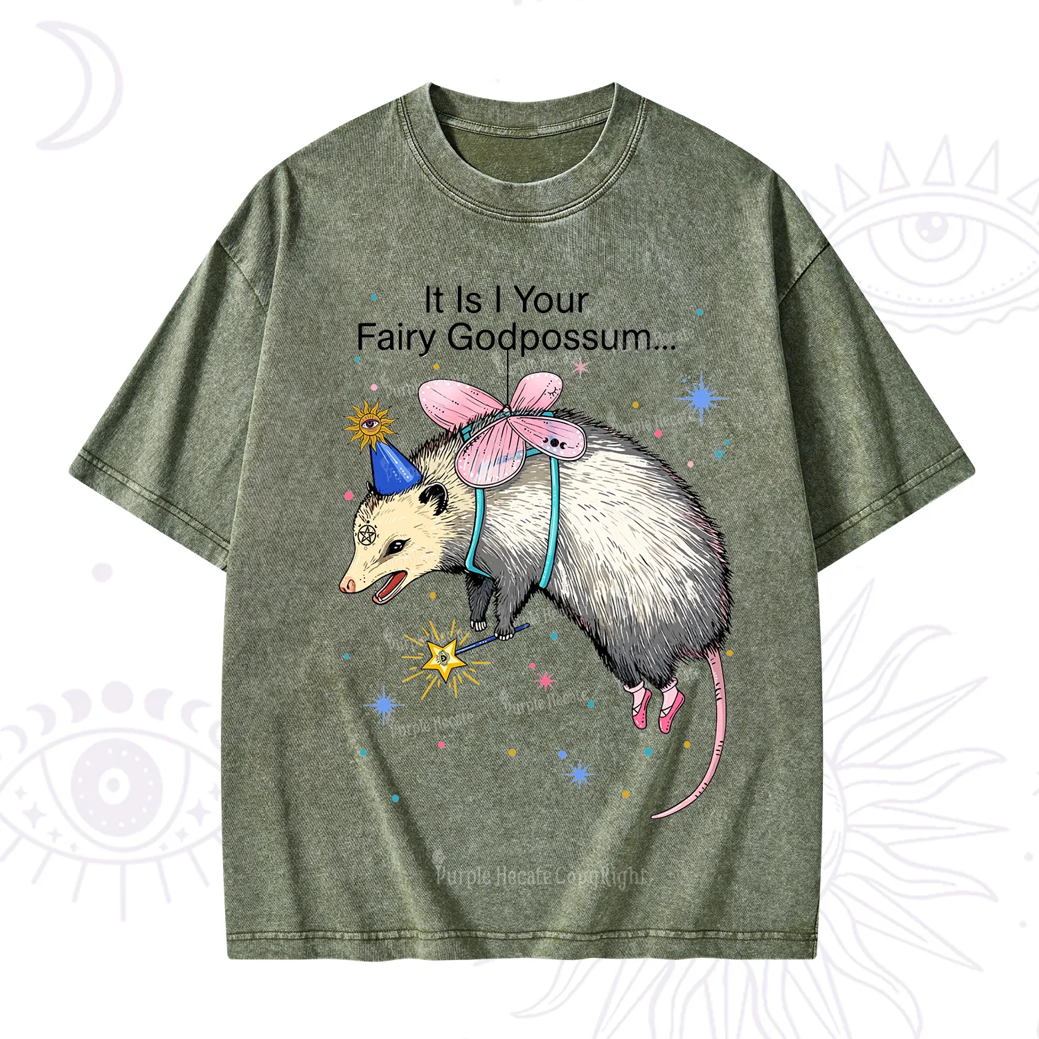 Purplehecate It Is I Your Fairy Godpossum Washed T-Shirt
