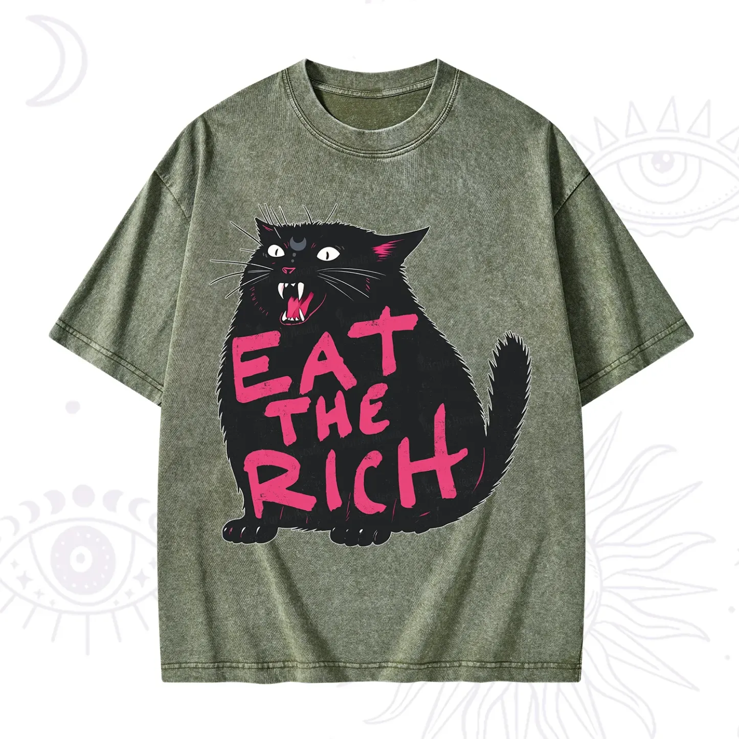 Purplehecate Eat The Rich Cat Washed T-Shirt