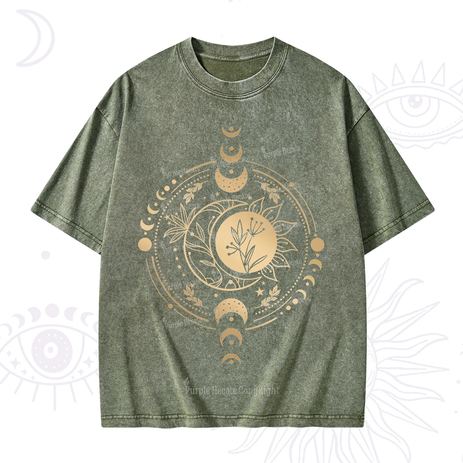 Purplehecate Mystic Moon And Sun Washed T-Shirt