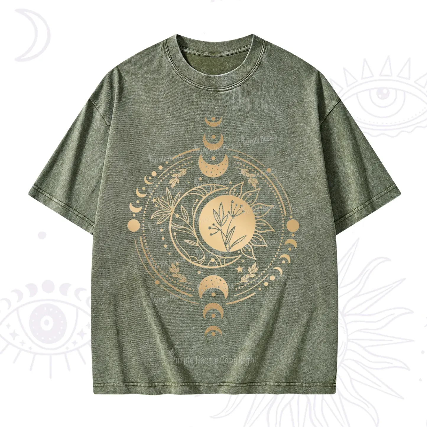 Purplehecate Mystic Moon And Sun Washed T-Shirt