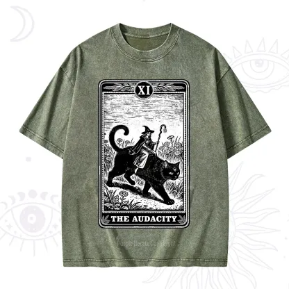 Purplehecate The Audacity Wizard Cat Tarot Washed T-Shirt