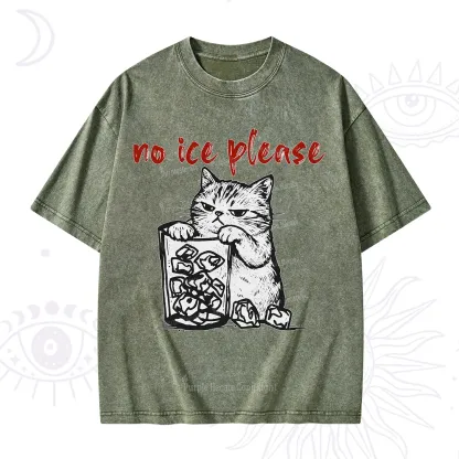 Purplehecate No Ice Please Cat Washed T-Shirt