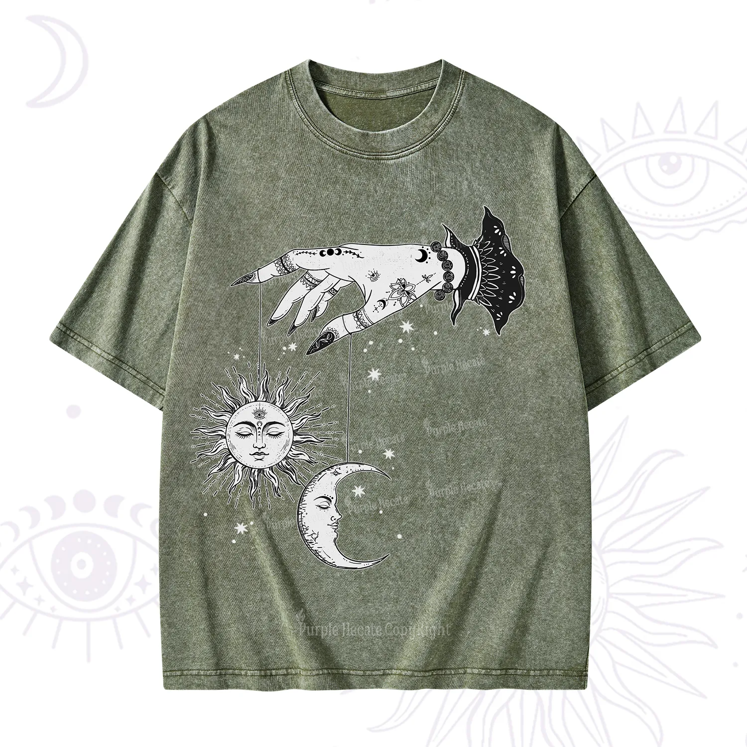 Purplehecate Witch's Sun and Moon Washed T-Shirt