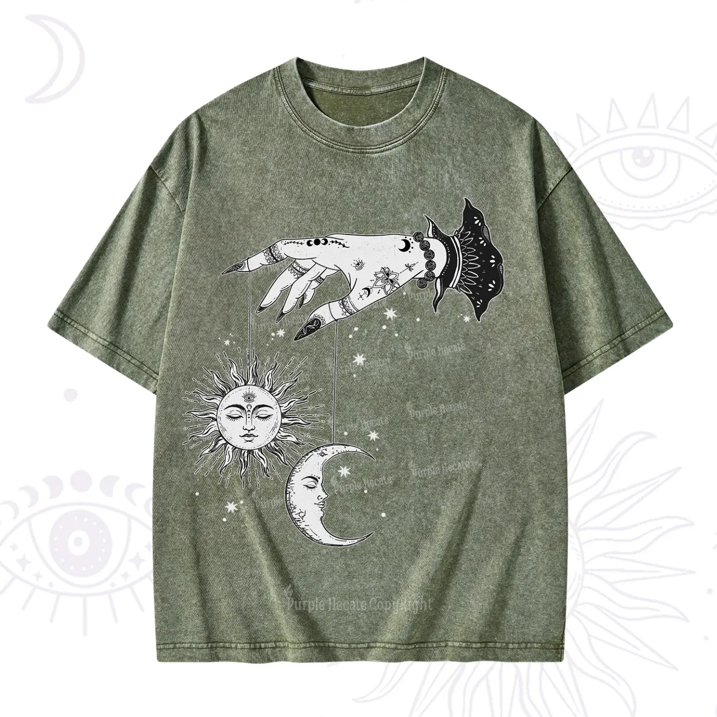 Purplehecate Witch's Sun and Moon Washed T-Shirt