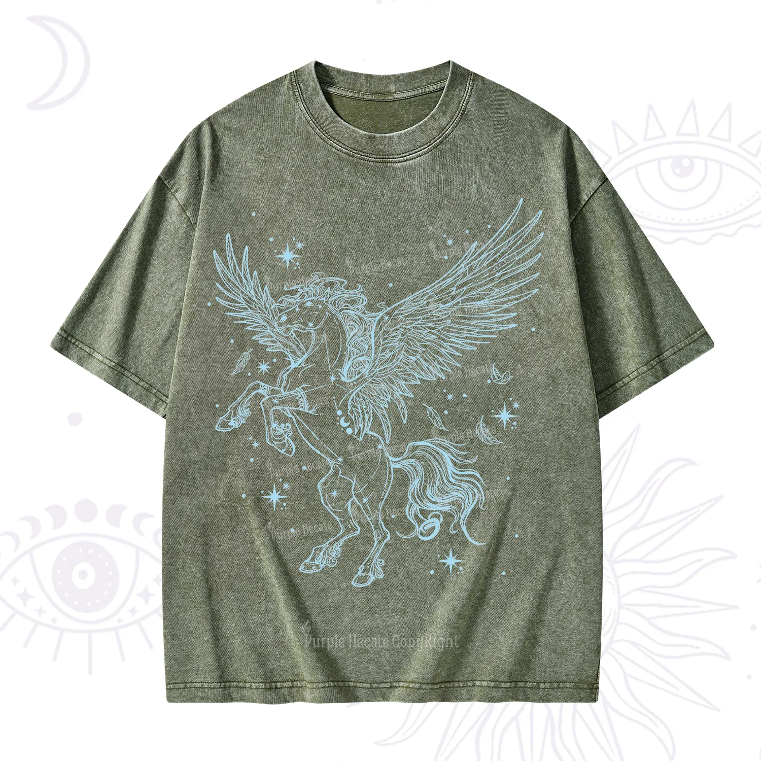 Purplehecate Celestial Pegasus Washed T-Shirt