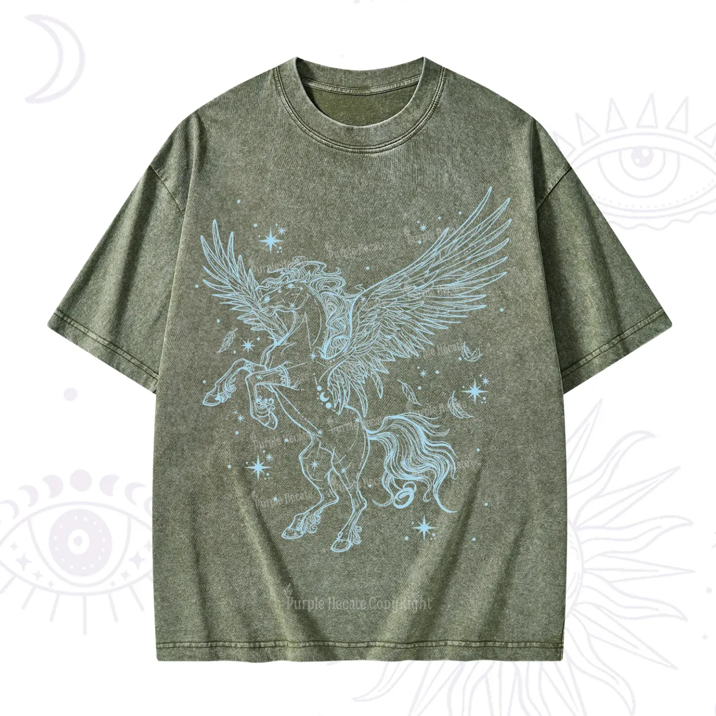 Purplehecate Celestial Pegasus Washed T-Shirt