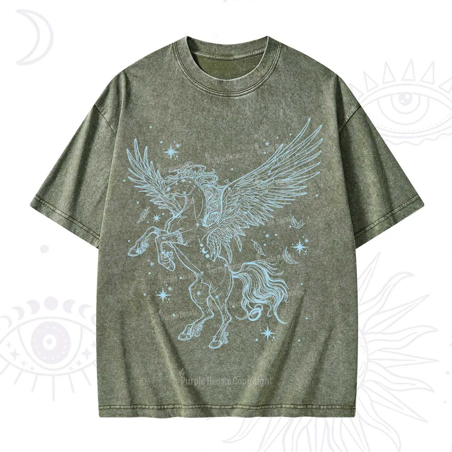 Purplehecate Celestial Pegasus Washed T-Shirt