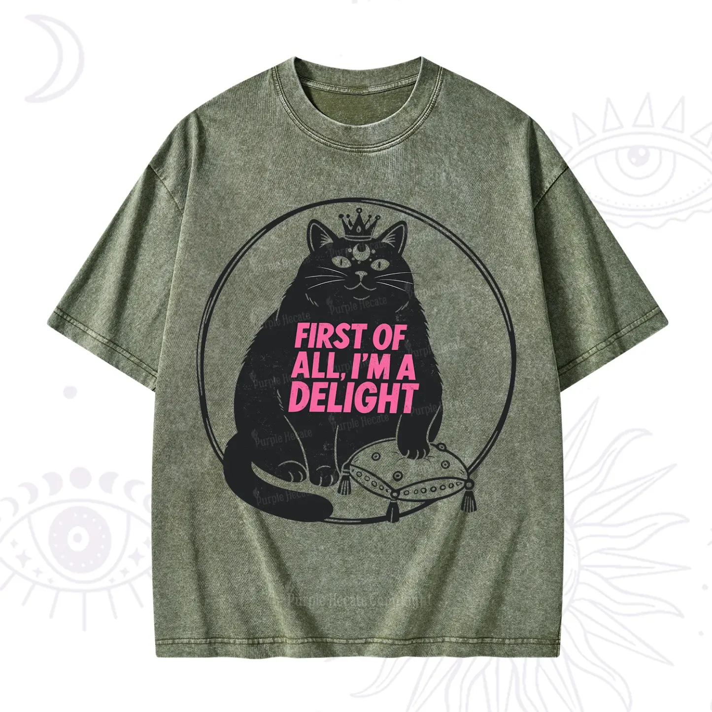 Purplehecate Black Cat First Of All I'm A Delight Washed T-Shirt