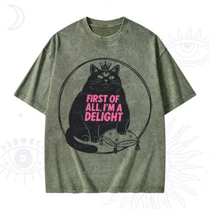 Purplehecate Black Cat First Of All I'm A Delight Washed T-Shirt