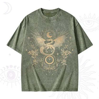 Purplehecate Celestial Dragon Moon Phase Washed T-Shirt