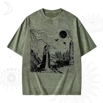 Purplehecate Black Moon Witch Spell Casting Washed T-Shirt