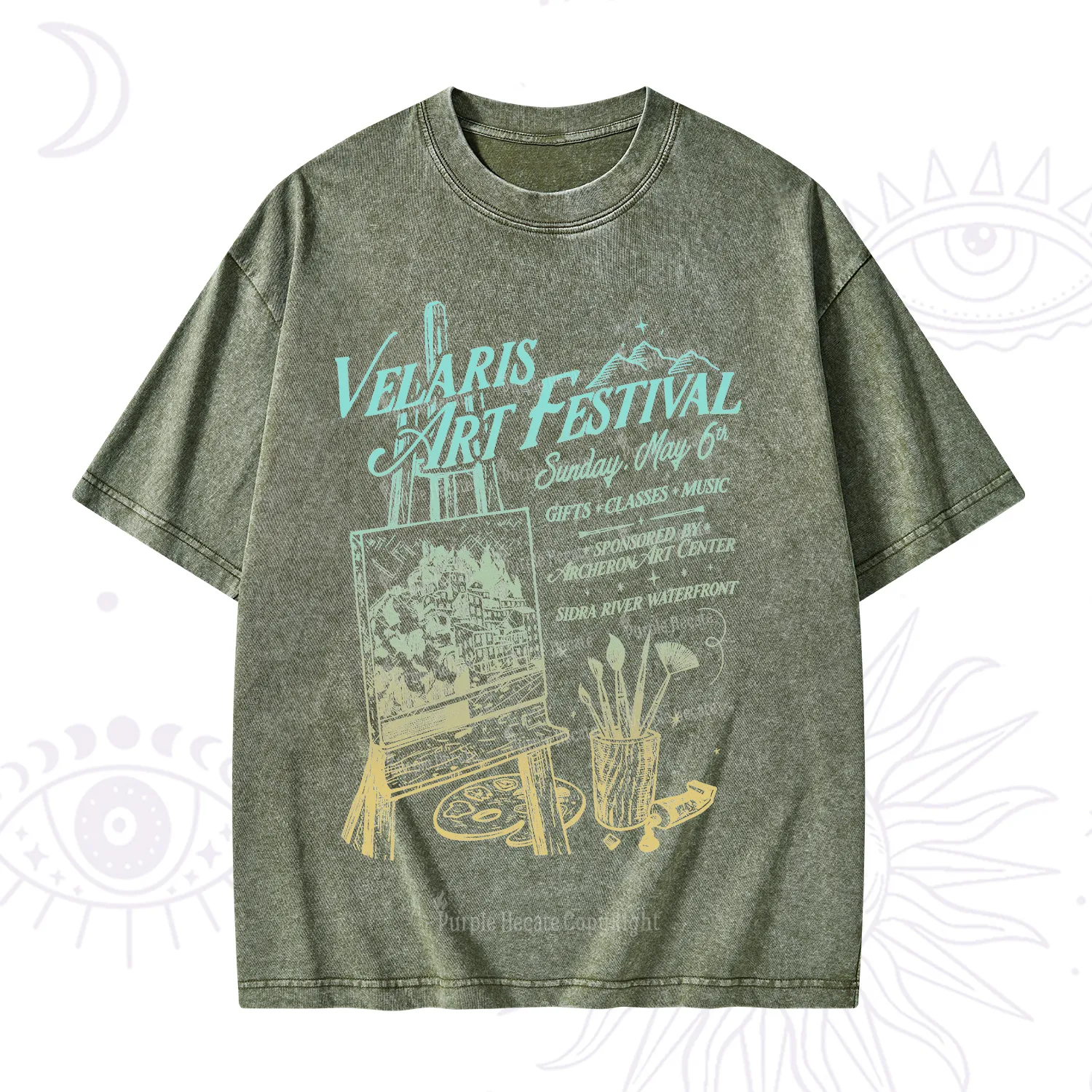 Purplehecate Starlight Court Art Show Washed T-Shirt