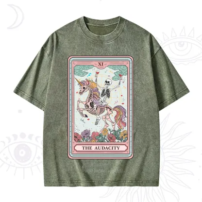 Purplehecate The Funny Skeleton Audacity Tarot Washed T-Shirt