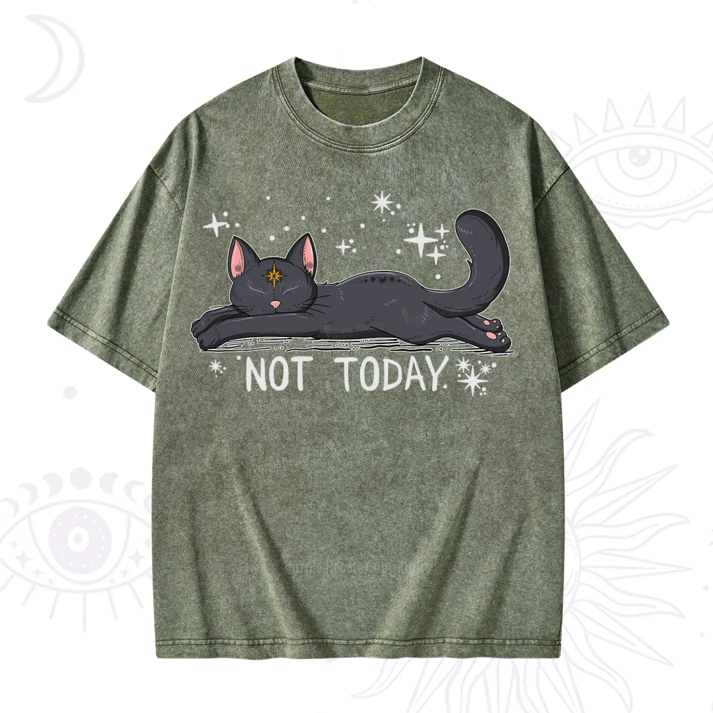 Purplehecate Not Today Cat Washed T-Shirt