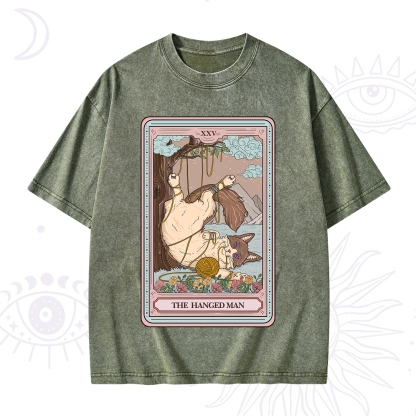 Purplehecate The Hanged Man Tarot Cat Washed T-Shirt
