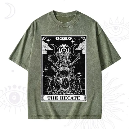 Purplehecate The Dark Moon Goddess Hecate Tarot Washed T-Shirt