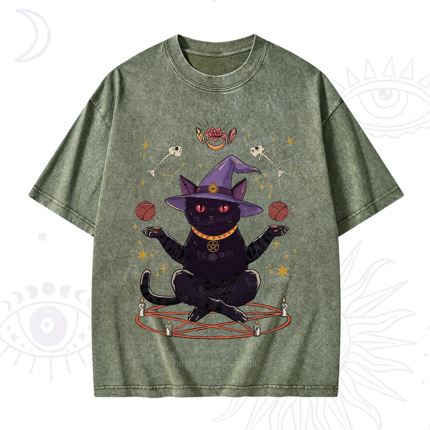 Purplehecate Meowitch Rituals Washed T-Shirt