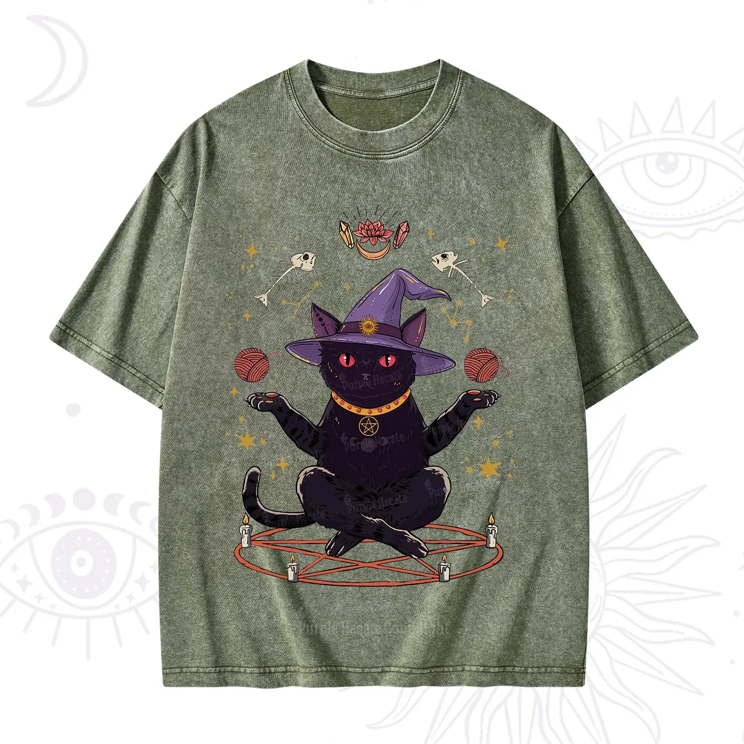 Purplehecate Meowitch Rituals Washed T-Shirt