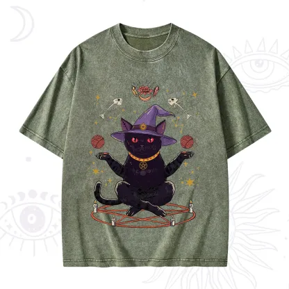 Purplehecate Meowitch Rituals Washed T-Shirt