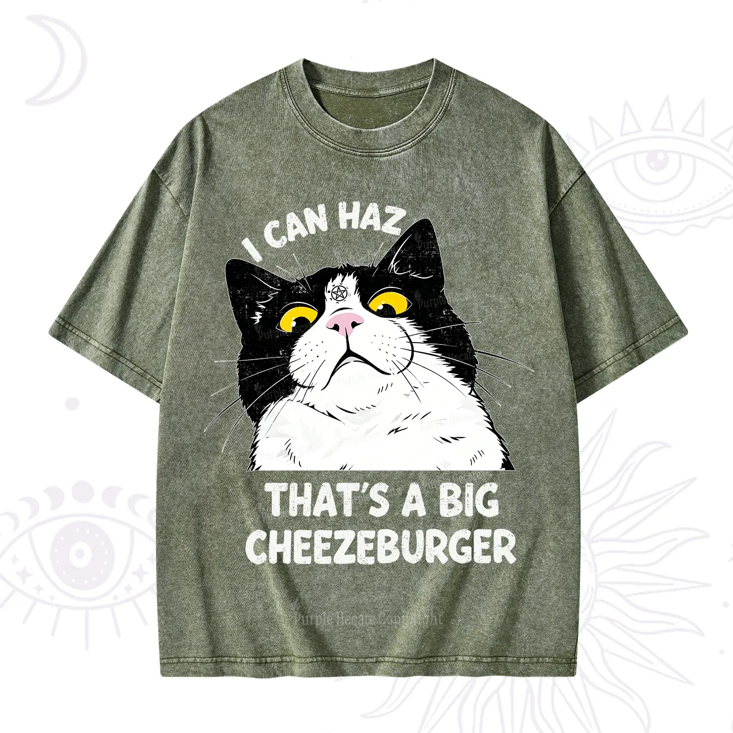 Purplehecate I Can Haz That's A Big Cheezeburger Washed T-Shirt