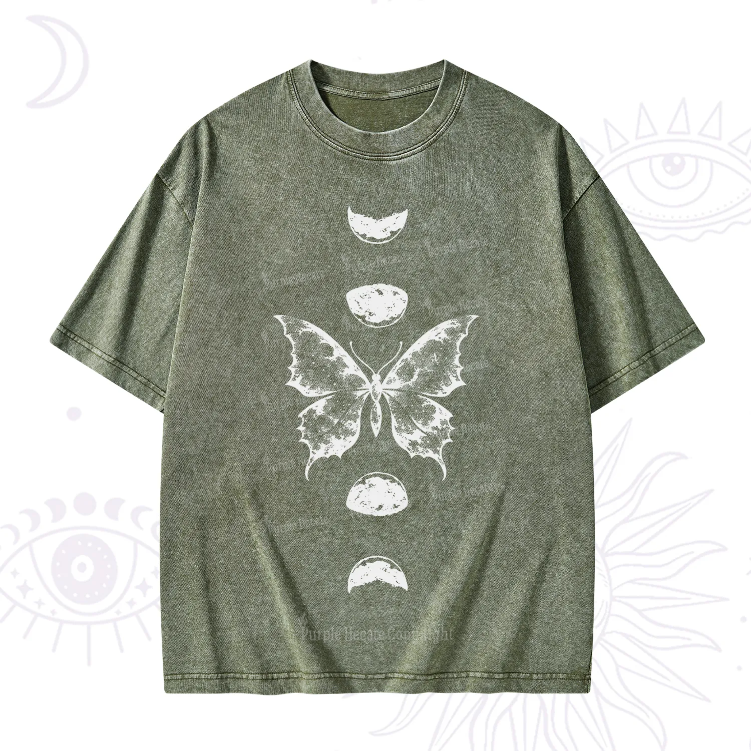 Purplehecate Lunar Butterfly Phases Washed T-Shirt
