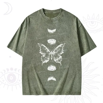 Purplehecate Lunar Butterfly Phases Washed T-Shirt
