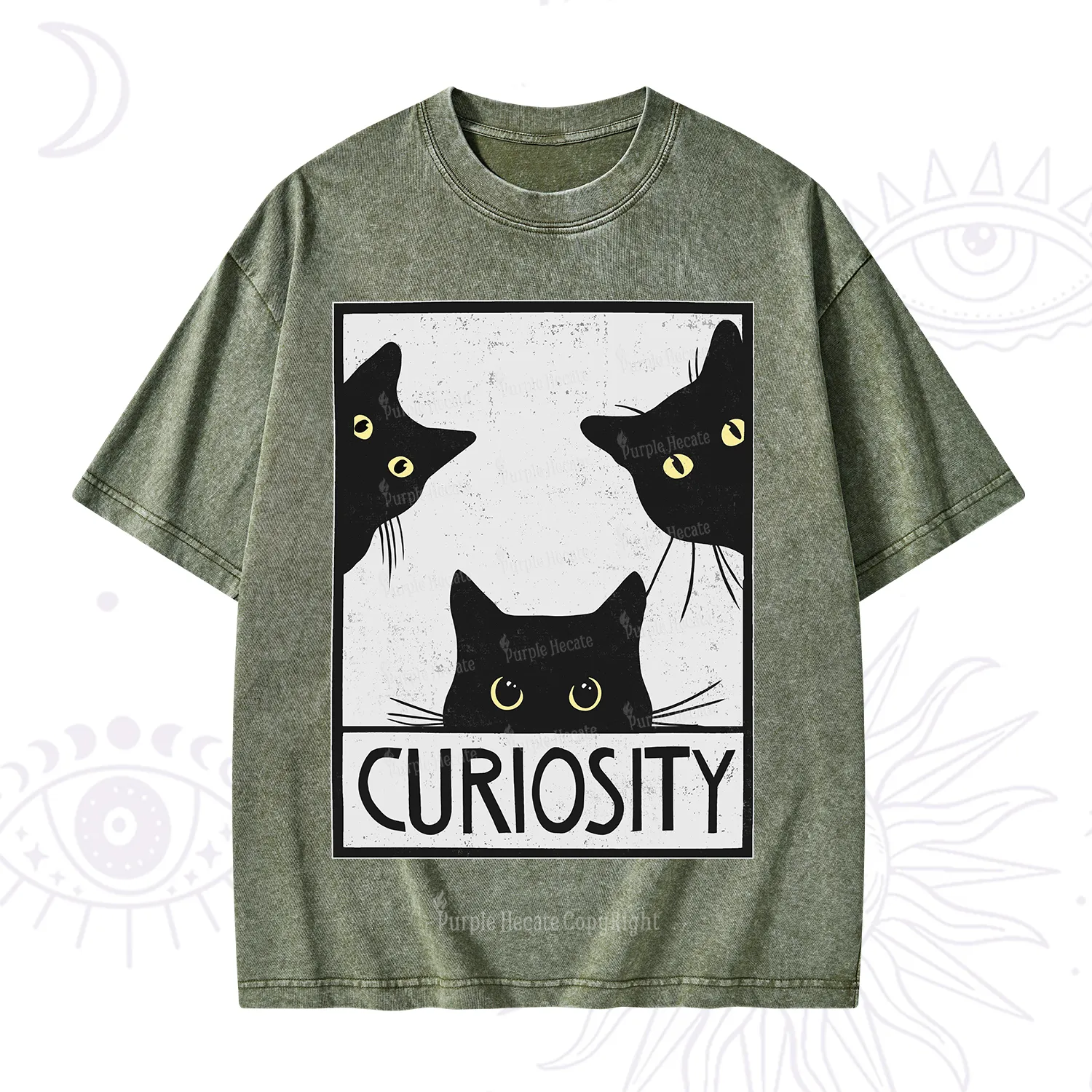 Purplehecate Curiosity Cat Washed T-Shirt