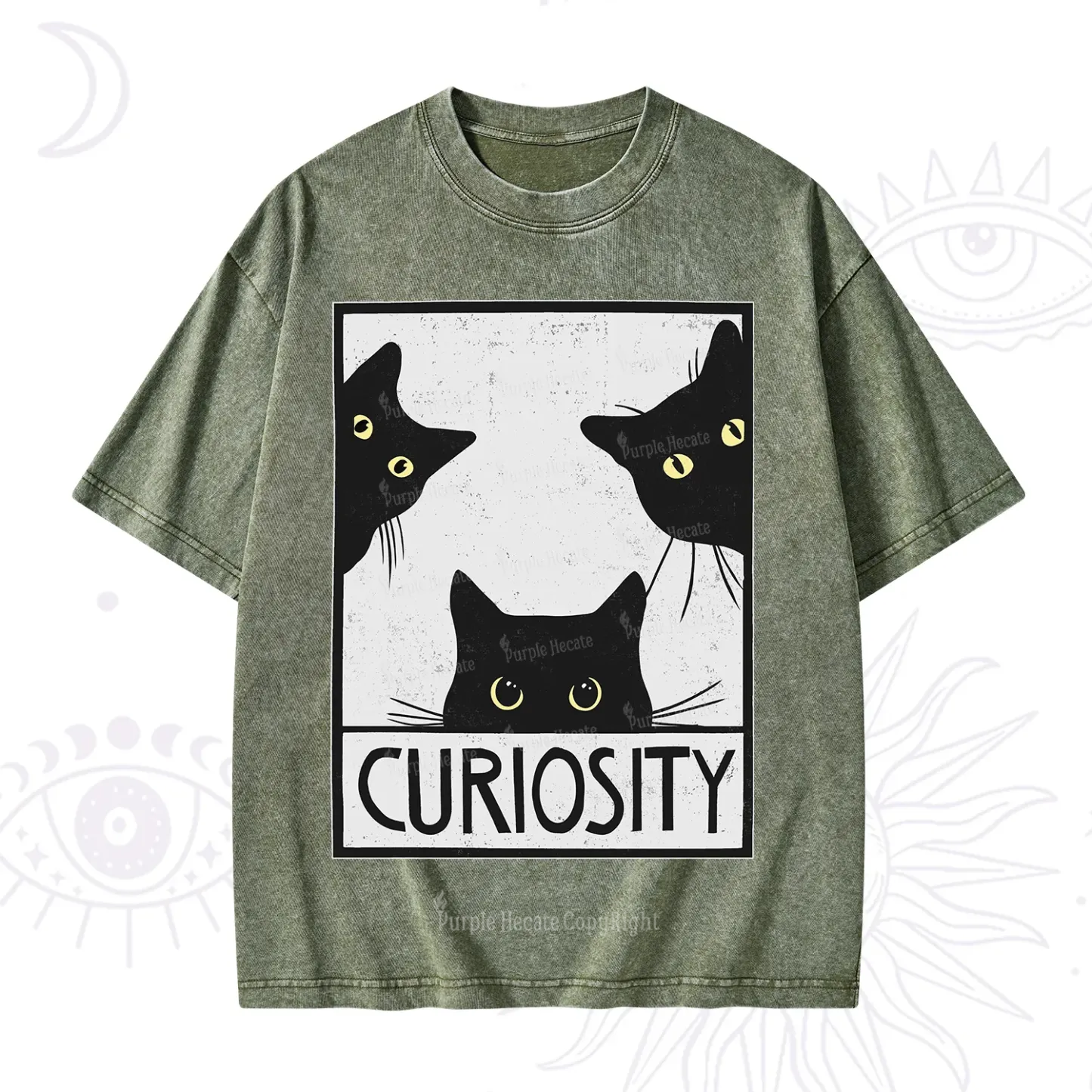 Purplehecate Curiosity Cat Washed T-Shirt