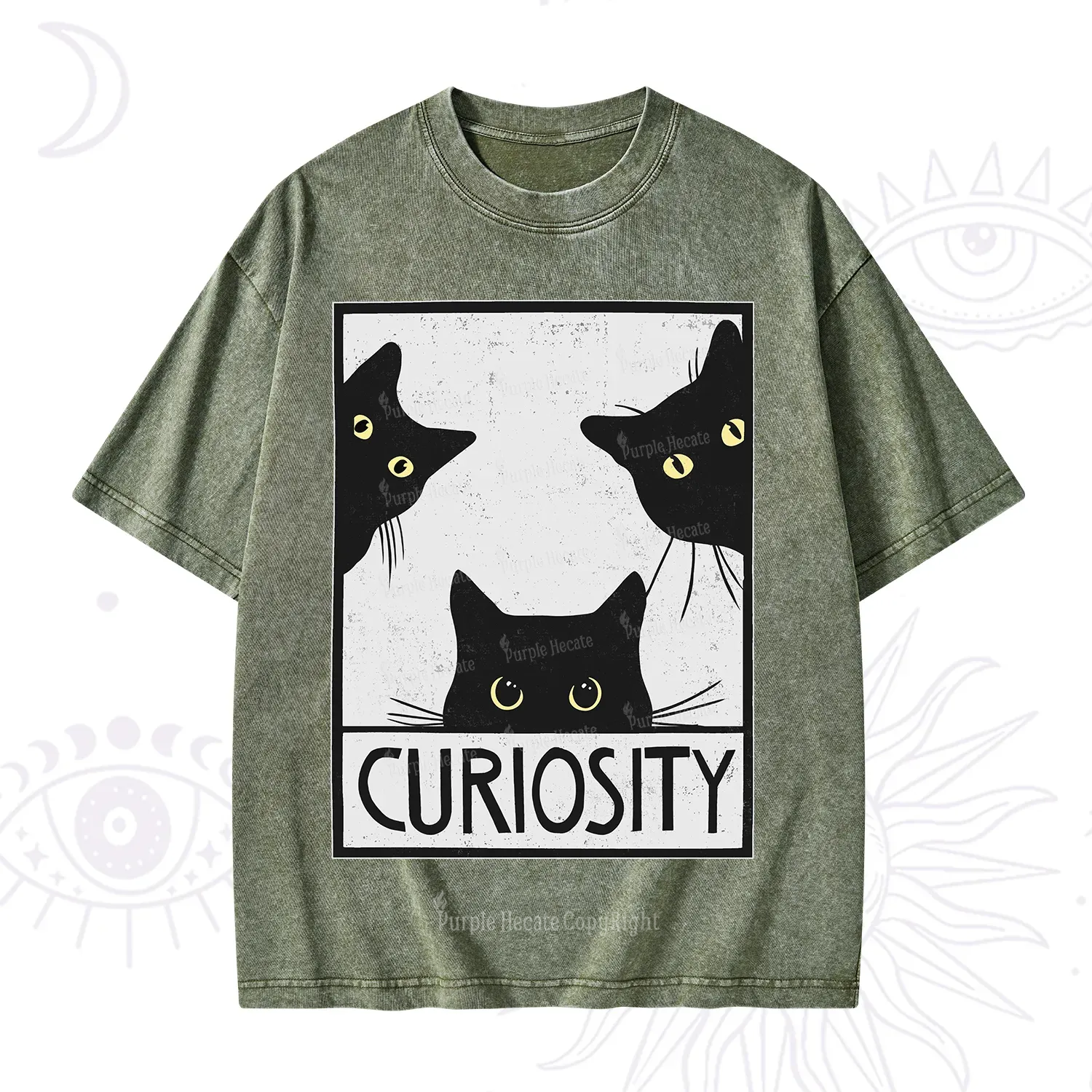 Purplehecate Curiosity Cat Washed T-Shirt