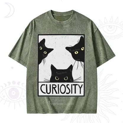 Purplehecate Curiosity Cat Washed T-Shirt