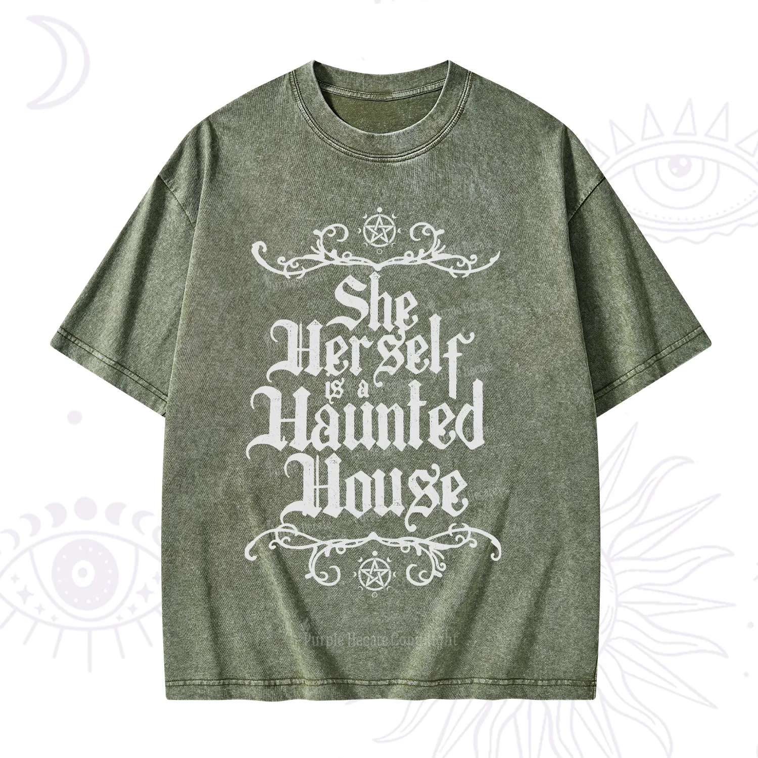 Purplehecate She Herself is a Haunted House Washed T-Shirt