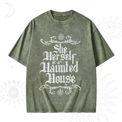 Purplehecate She Herself is a Haunted House Washed T-Shirt