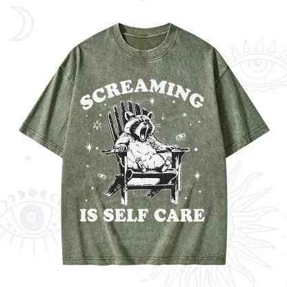 Purplehecate Screaming is Self Care Washed T-Shirt