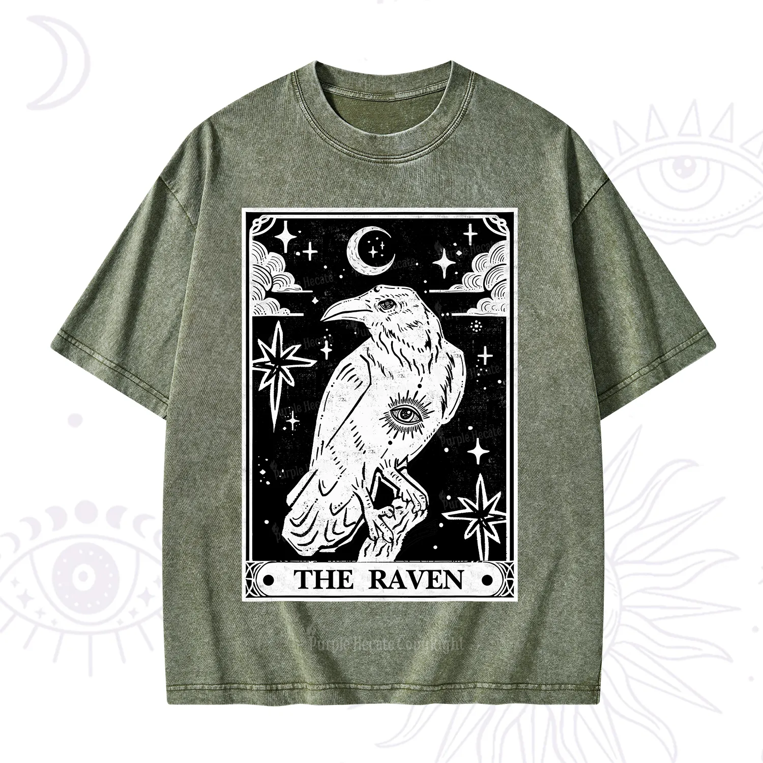 Purplehecate The Raven Tarot Washed T-Shirt