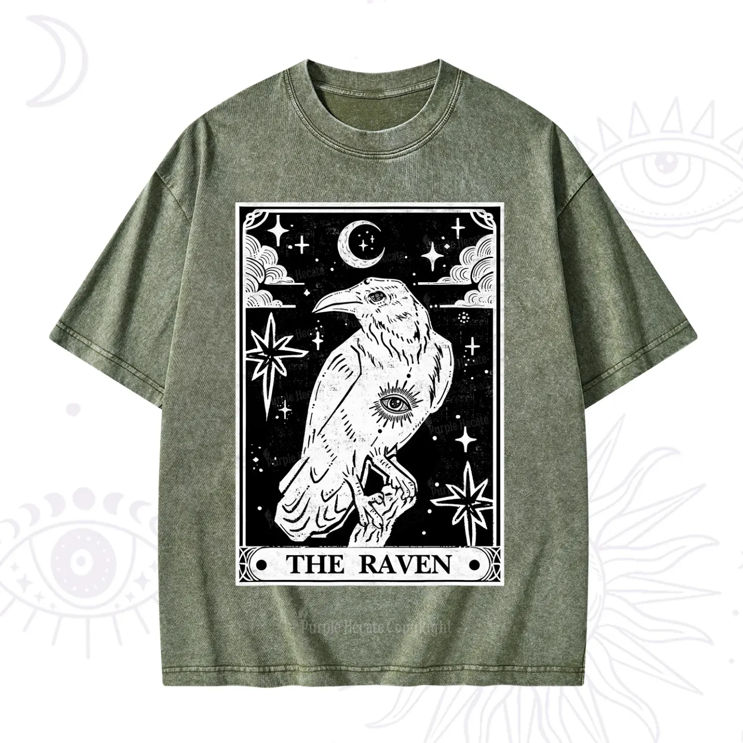 Purplehecate The Raven Tarot Washed T-Shirt