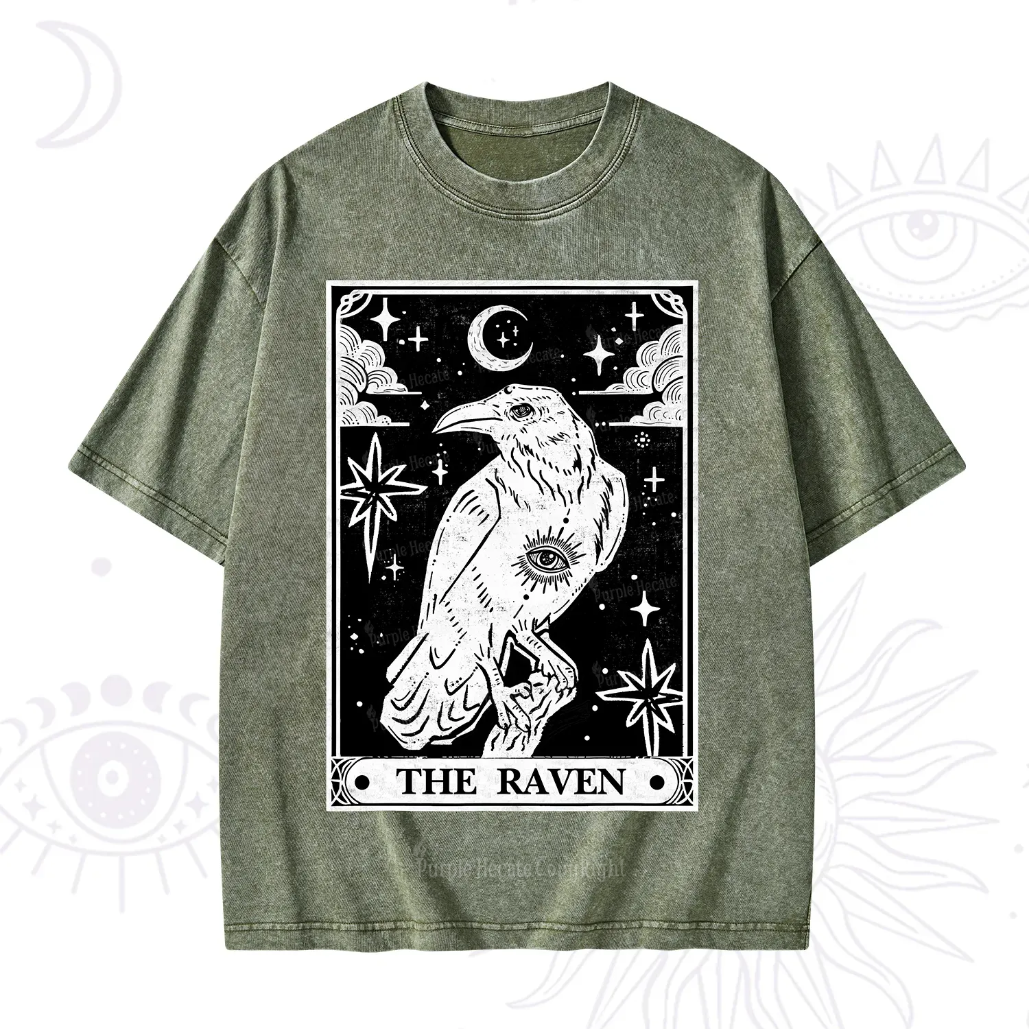 Purplehecate The Raven Tarot Washed T-Shirt