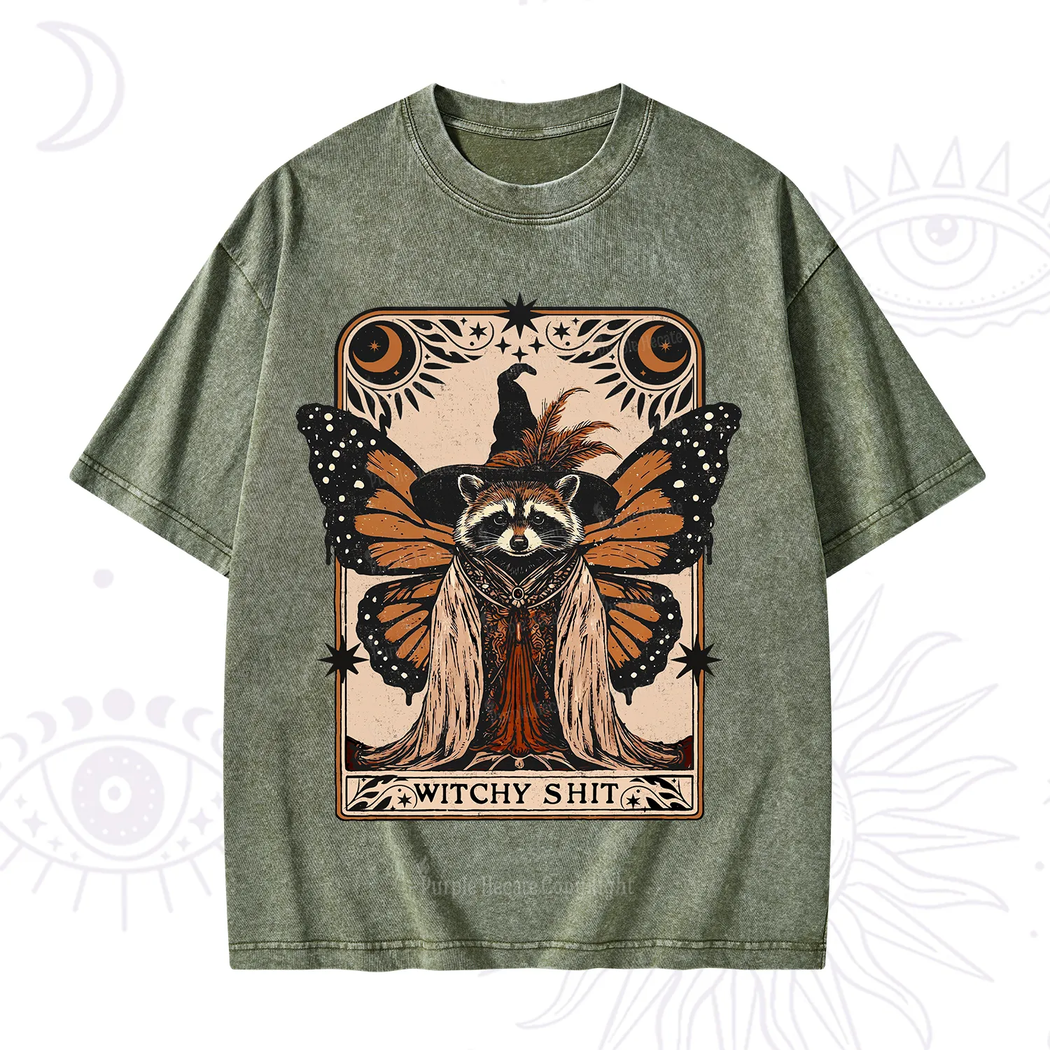 Purplehecate Witchy Shit Raccoon Washed T-Shirt