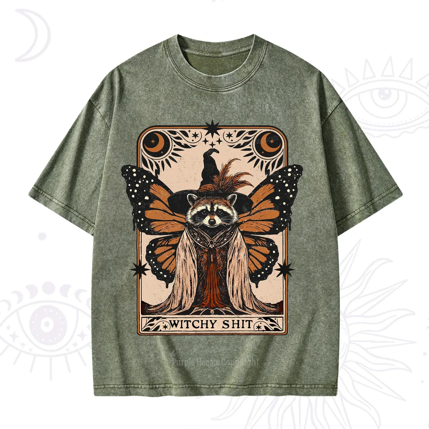 Purplehecate Witchy Shit Raccoon Washed T-Shirt