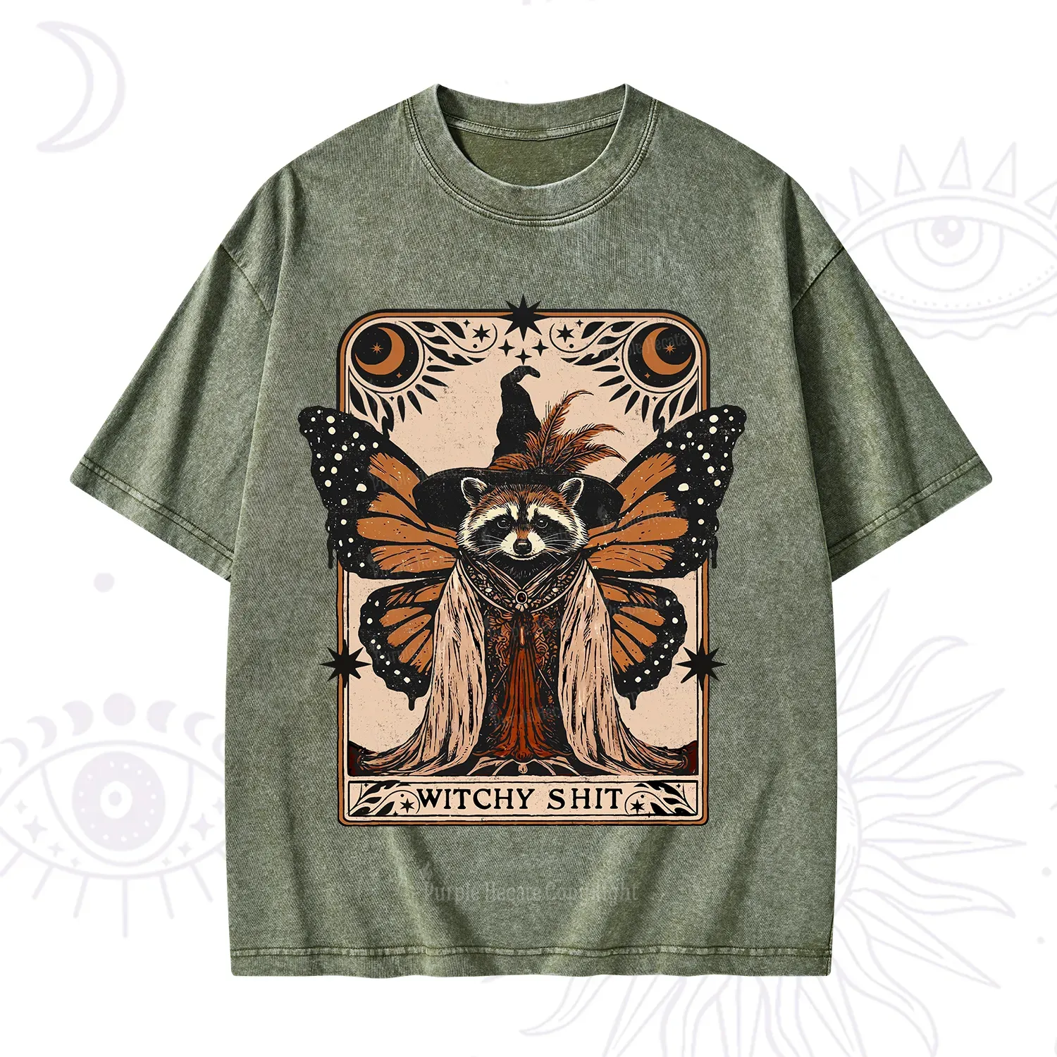 Purplehecate Witchy Shit Raccoon Washed T-Shirt