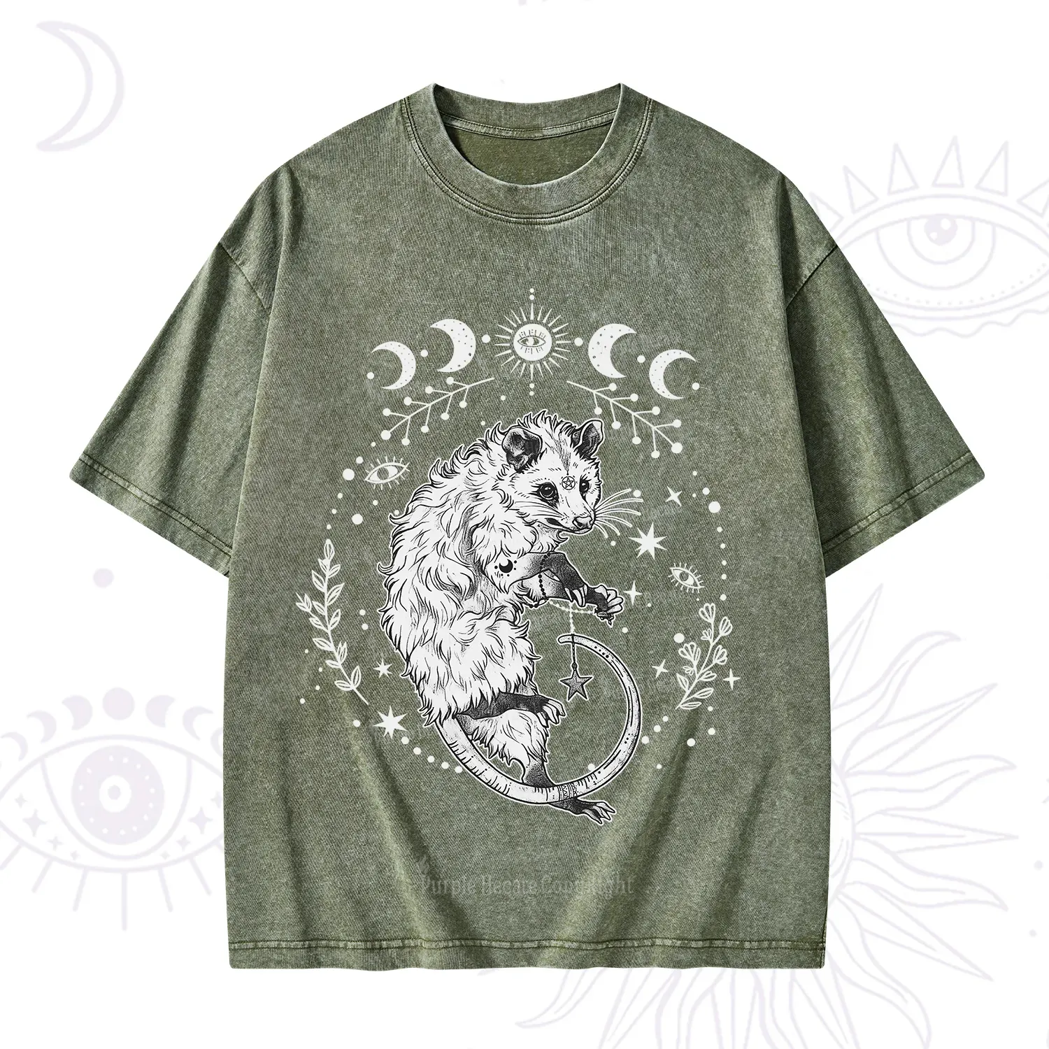 Purplehecate Lunar Magic Opossum Washed T-Shirt
