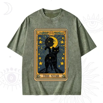 Purplehecate The Star Tarot Cat Washed T-Shirt