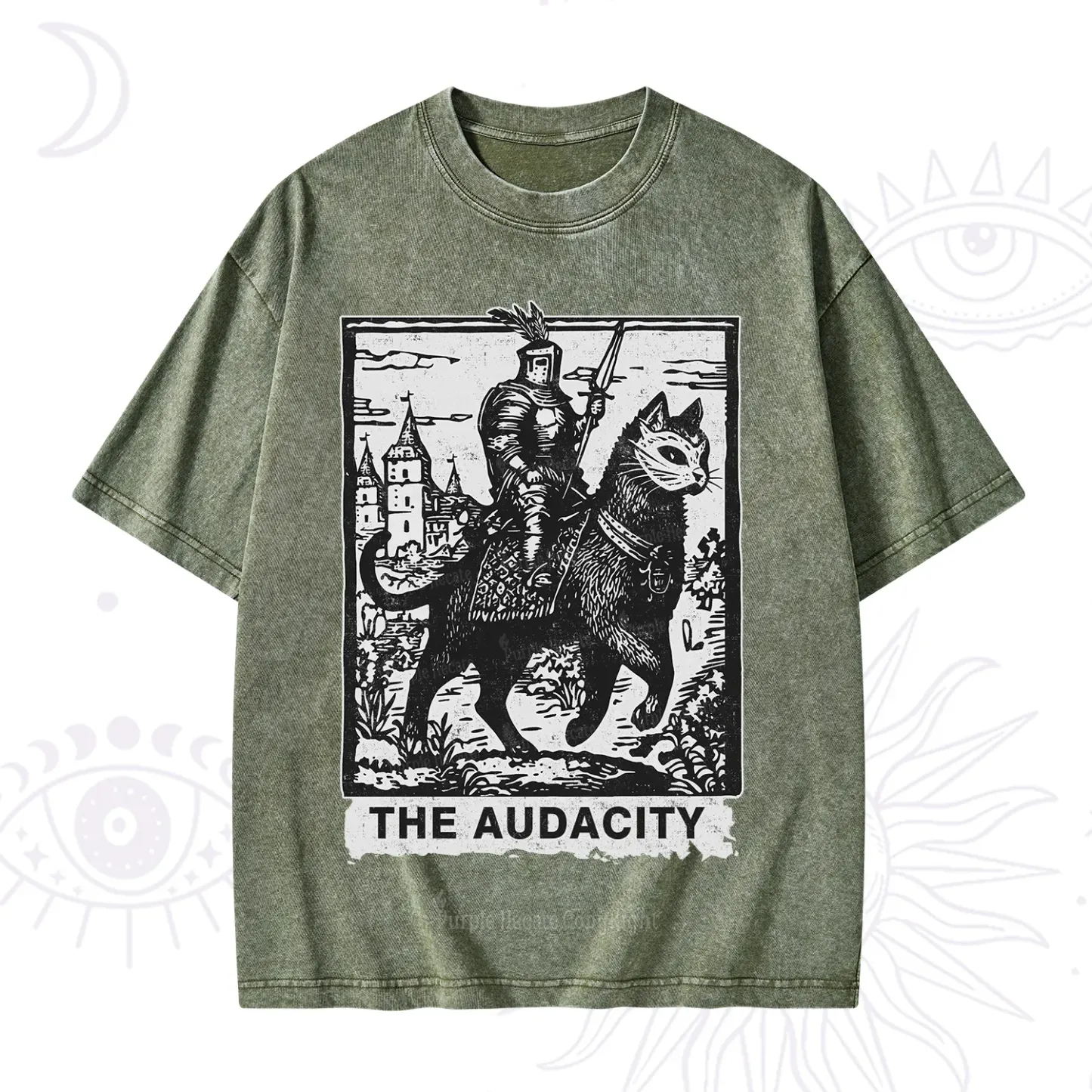Purplehecate The Audacity Knight Cat Washed T-Shirt