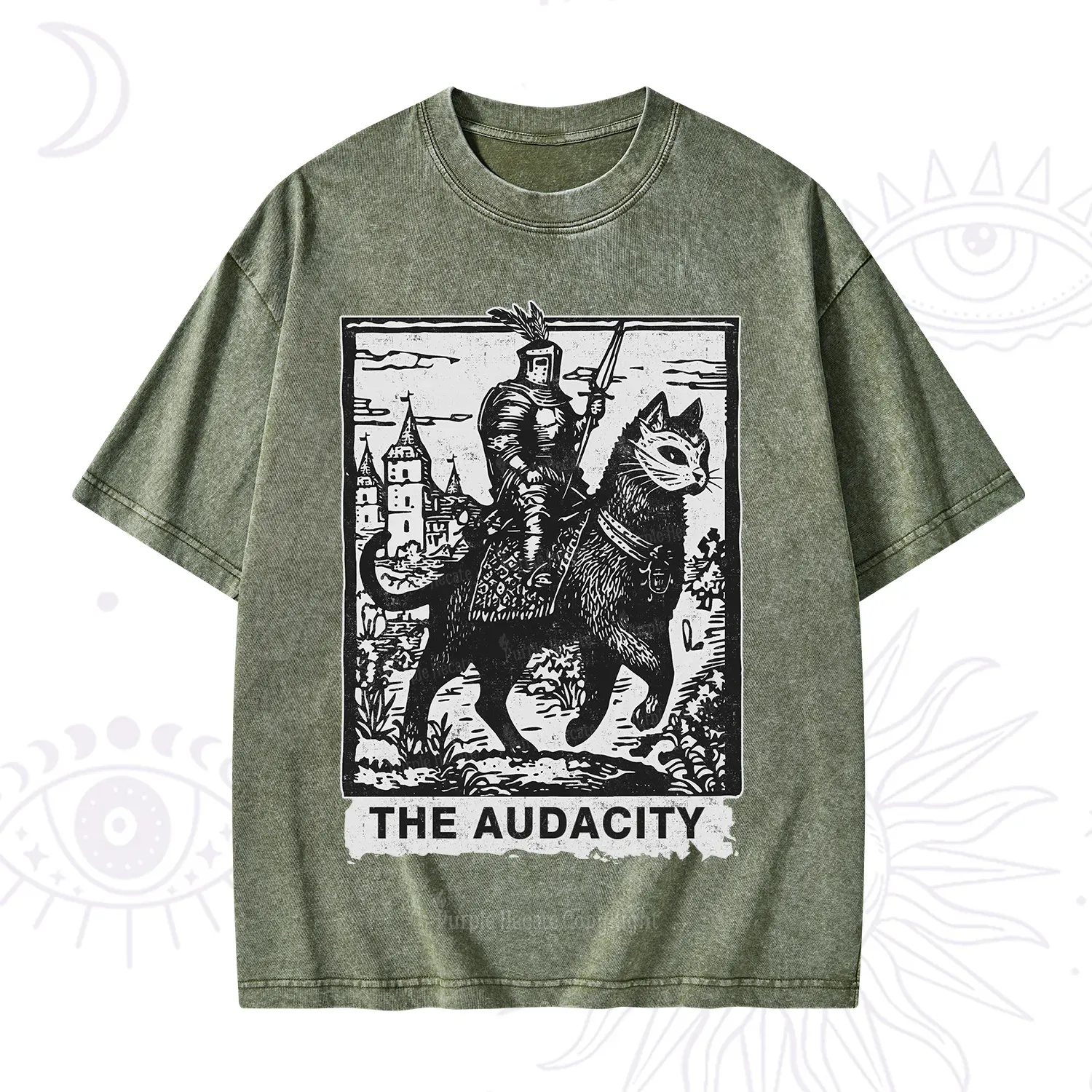 Purplehecate The Audacity Knight Cat Washed T-Shirt
