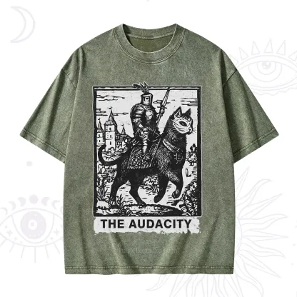 Purplehecate The Audacity Knight Cat Washed T-Shirt